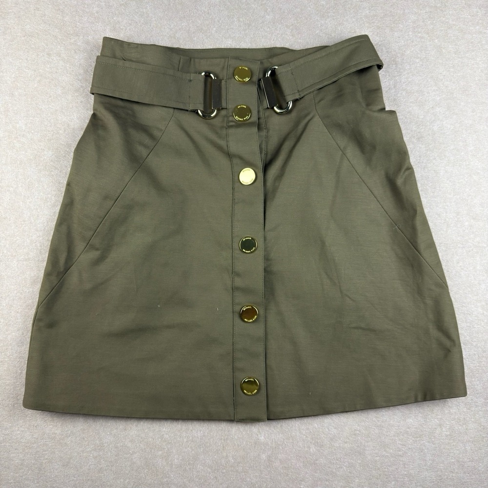 Michael Kors Skirt Women’s 6P Green Button Belted Utility Military Style
